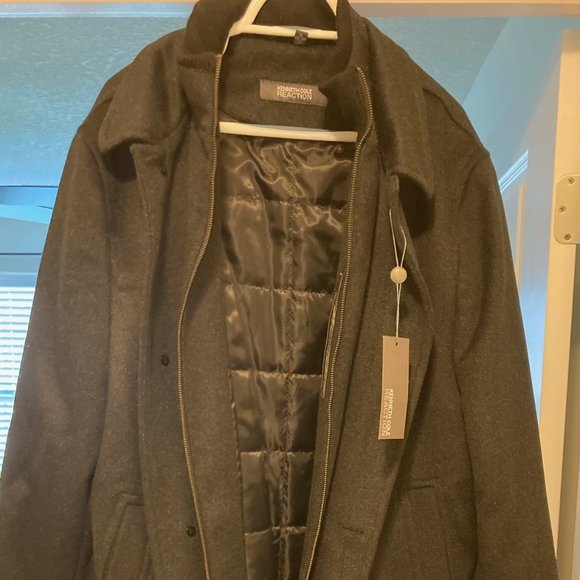 (WINTER SALE) NEW Kenneth Cole Cashmere/Wool Overcoat w/Bib - Picture 6 of 12
